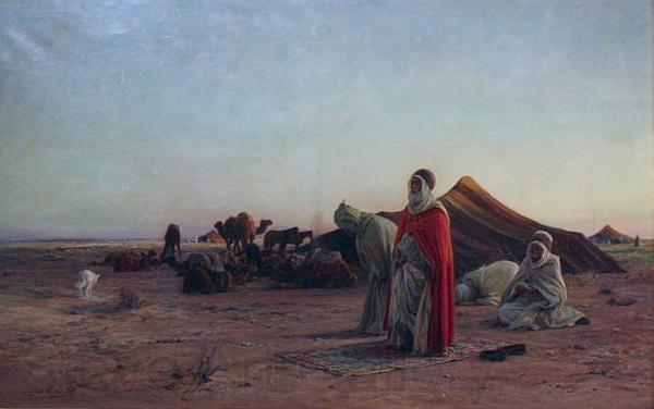 Eugene Alexis Girardet Prayer in the Desert Norge oil painting art